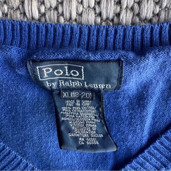 Polo Ralph Lauren Youth Boys Pullover V-Neck Sweater Size XL 18/20 Royal Blue - Picture 3 of 4